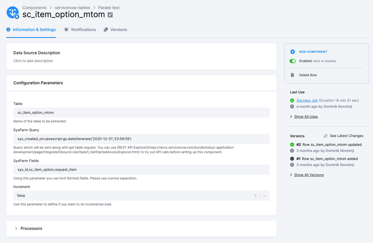 Screenshot - ServiceNow Configuration